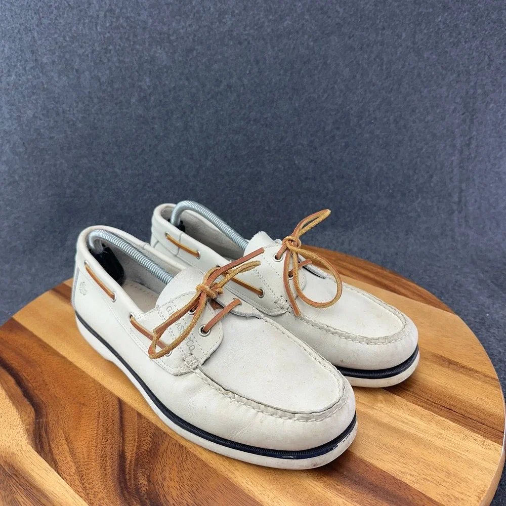 GH Bass White Leather Boat Shoes Mens Size 10M Heritage Collection T 049